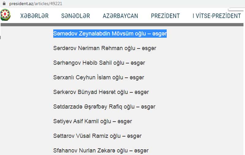 Hacı Mövsüm Səmədovun oğlu “Cəsur döyüşçü” medalı ilə təltif edildi - FOTO