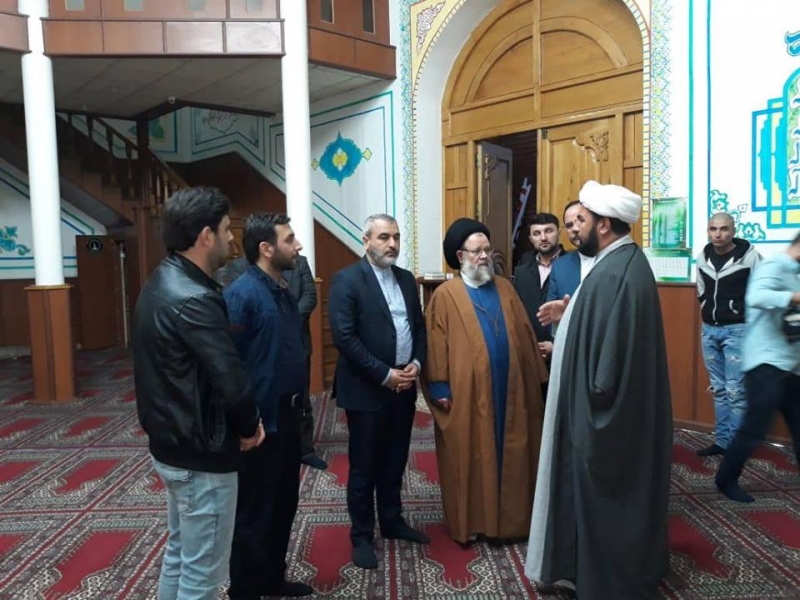 Ayətullah Hüseyn Qəzvini İmam Əli (ə) məscidində möminlərlə görüşdü (Foto)