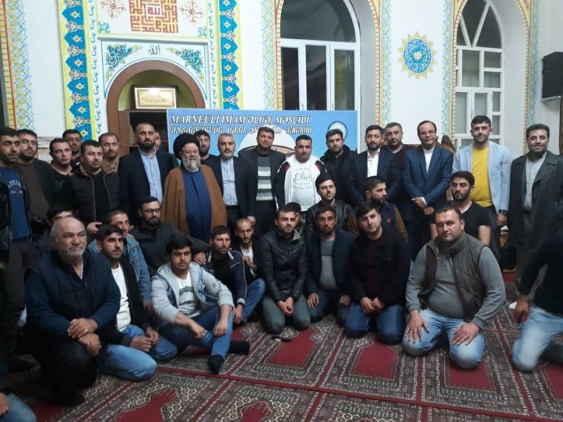 Ayətullah Hüseyn Qəzvini İmam Əli (ə) məscidində möminlərlə görüşdü (Foto)