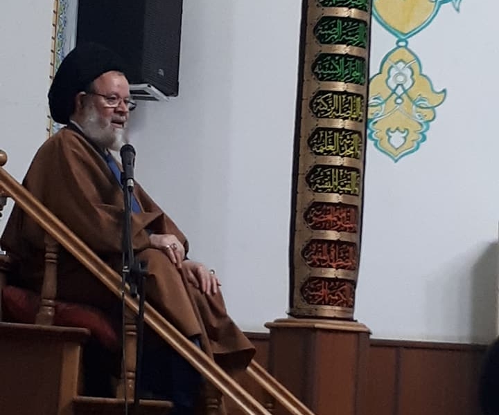 Ayətullah Hüseyn Qəzvini İmam Əli (ə) məscidində möminlərlə görüşdü (Foto)
